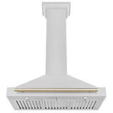 36'' Autograph Edition DuraSnow Stainless Steel Range Hood with DuraSnow Stainless Steel Shell and Champagne Bronze Handle