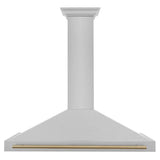 48'' Autograph Edition DuraSnow Stainless Steel Range Hood with DuraSnow Stainless Steel Shell and Champagne Bronze Handle