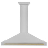48'' Autograph Edition DuraSnow Stainless Steel Range Hood with DuraSnow Stainless Steel Shell and Champagne Bronze Handle