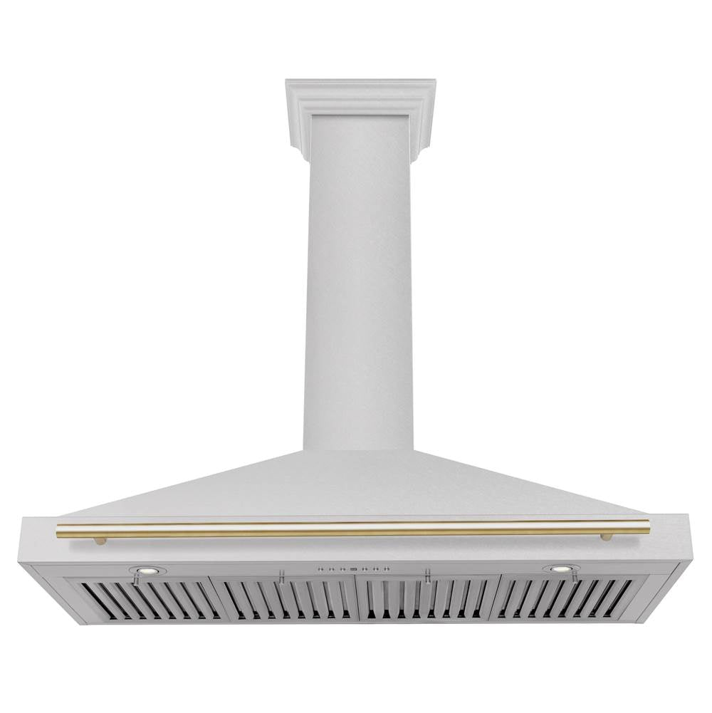 48'' Autograph Edition DuraSnow Stainless Steel Range Hood with DuraSnow Stainless Steel Shell and Champagne Bronze Handle