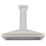 48'' Autograph Edition DuraSnow Stainless Steel Range Hood with DuraSnow Stainless Steel Shell and Champagne Bronze Handle
