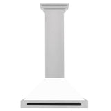 30'' Autograph Edition DuraSnow Stainless Steel Range Hood with White Matte Shell and Champagne Bronze Handle