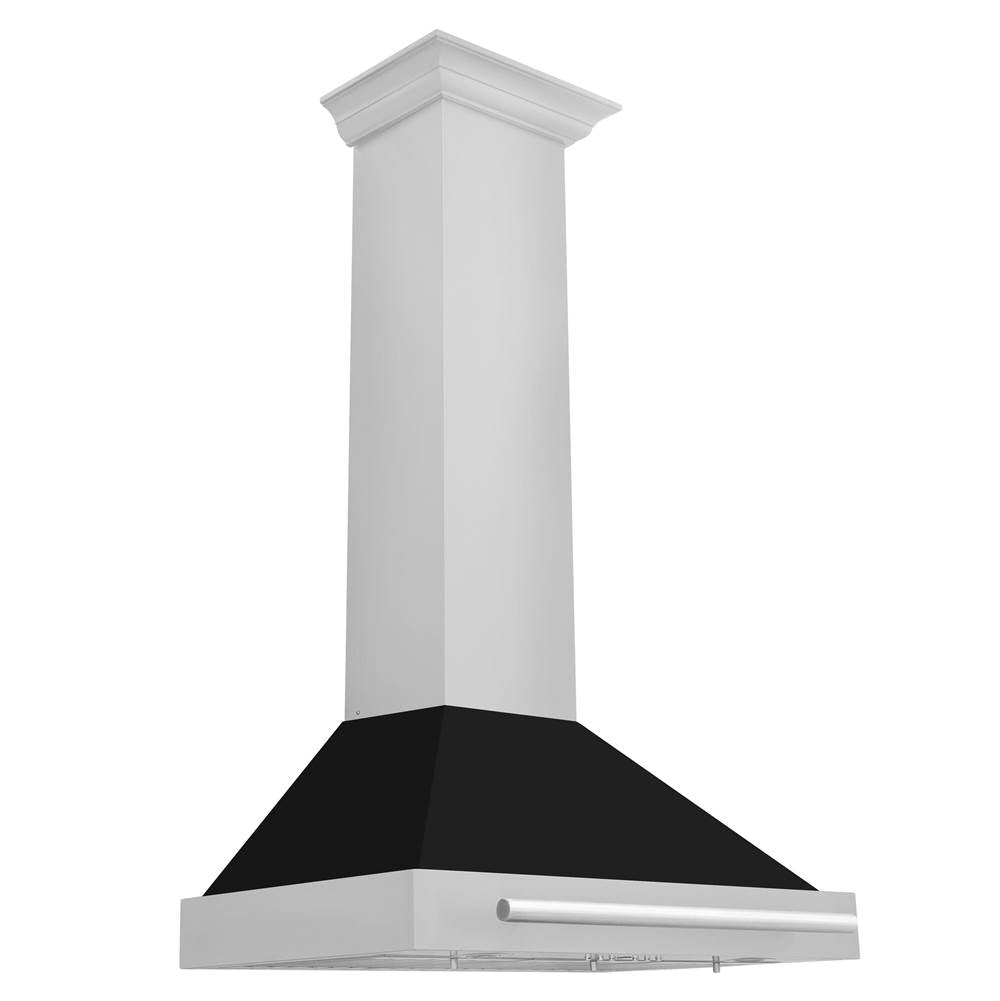 Z-Line - 30'' Stainless Steel Range Hood with Black Matte Shell and Stainless Steel Handle - Stainless Steel