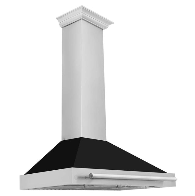 Z-Line - 36'' Stainless Steel Range Hood with Black Matte Shell and Stainless Steel Handle - Stainless Steel