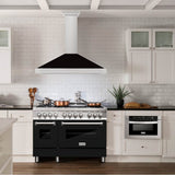 48'' Stainless Steel Range Hood with Black Matte Shell and Stainless Steel Handle