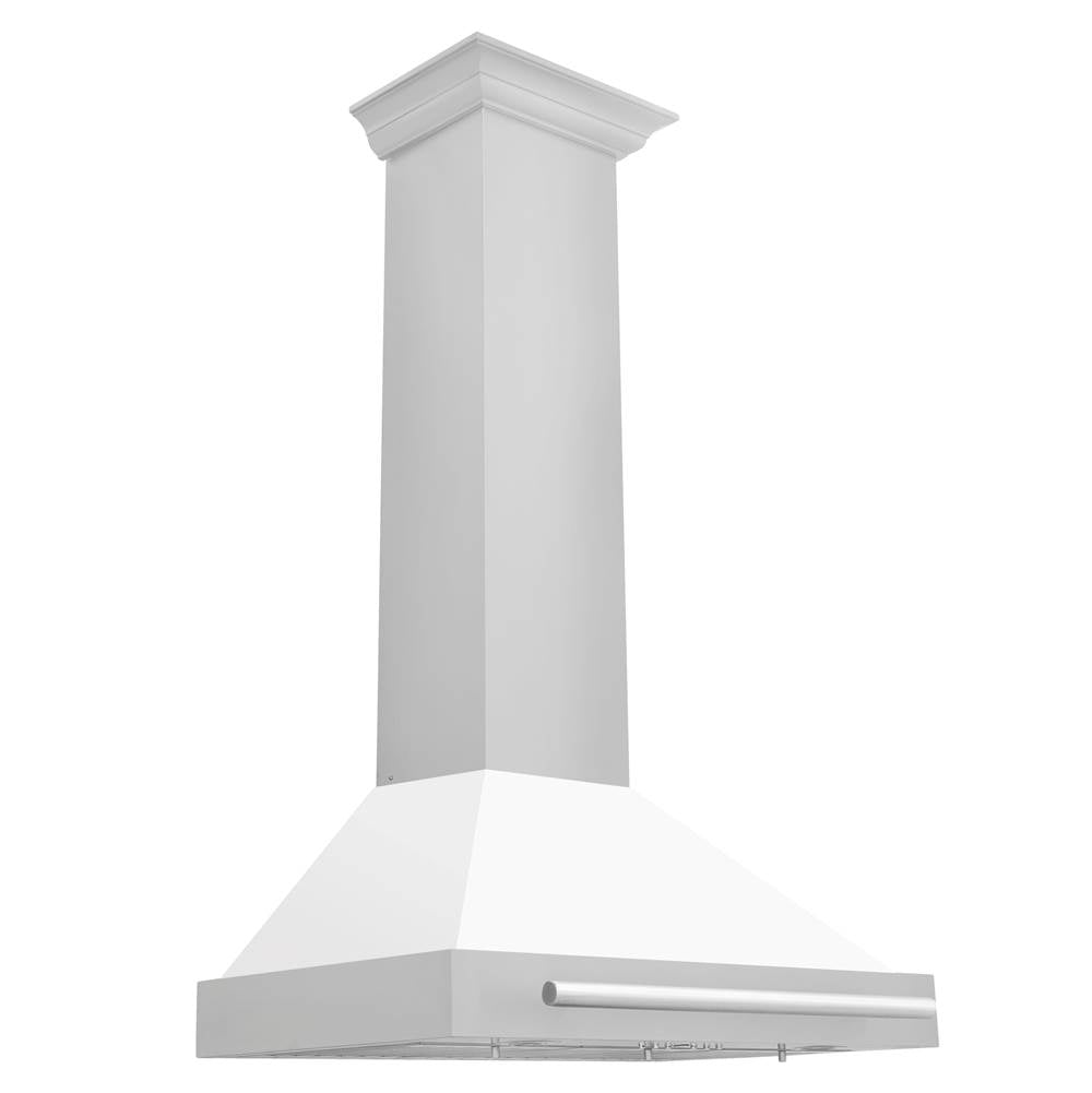 Z-Line - 30'' Stainless Steel Range Hood with White Matte Shell and Stainless Steel Handle - Stainless Steel
