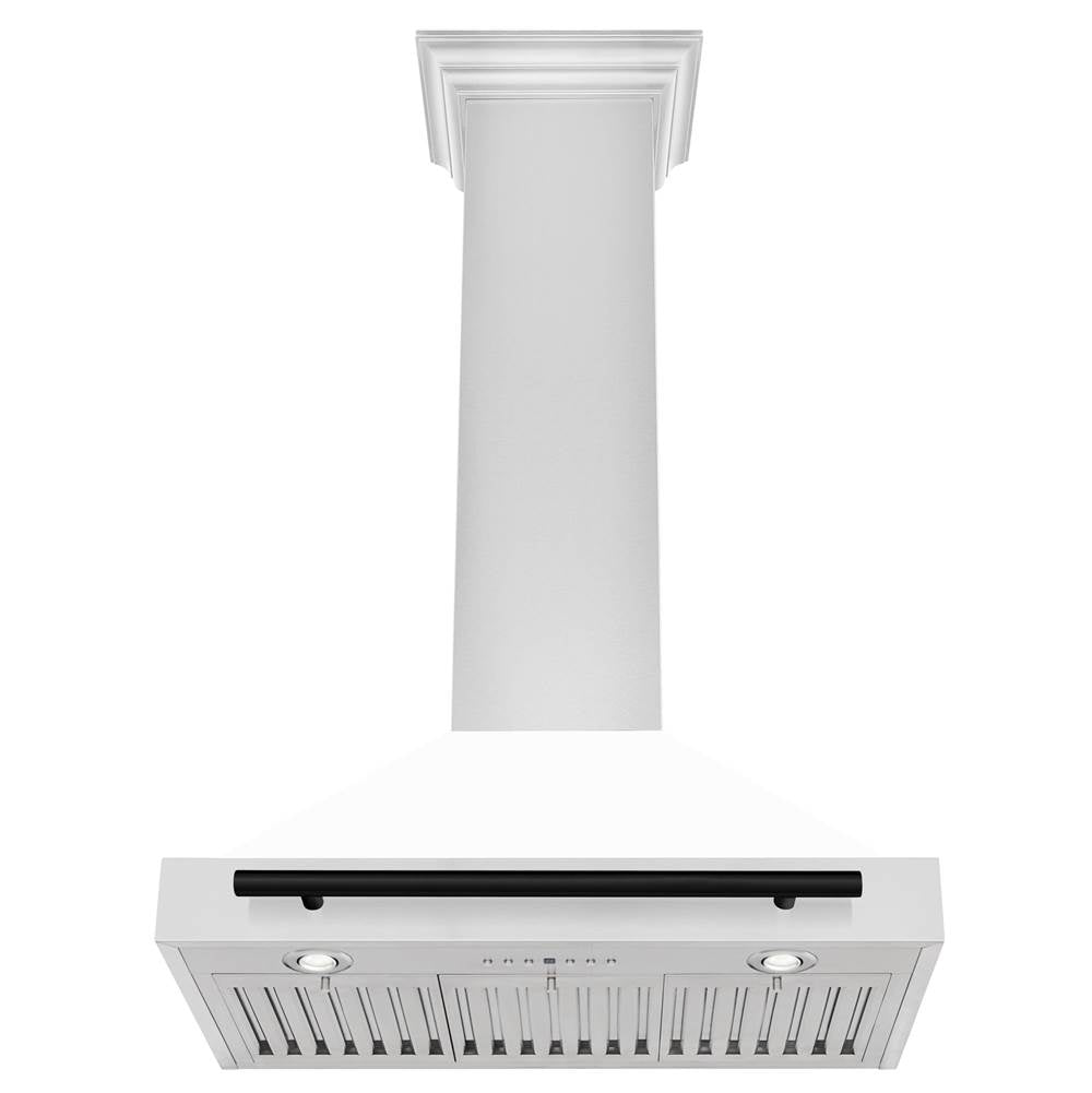 30'' Autograph Edition Stainless Steel Range Hood with White Matte Shell and Champagne Bronze Accents