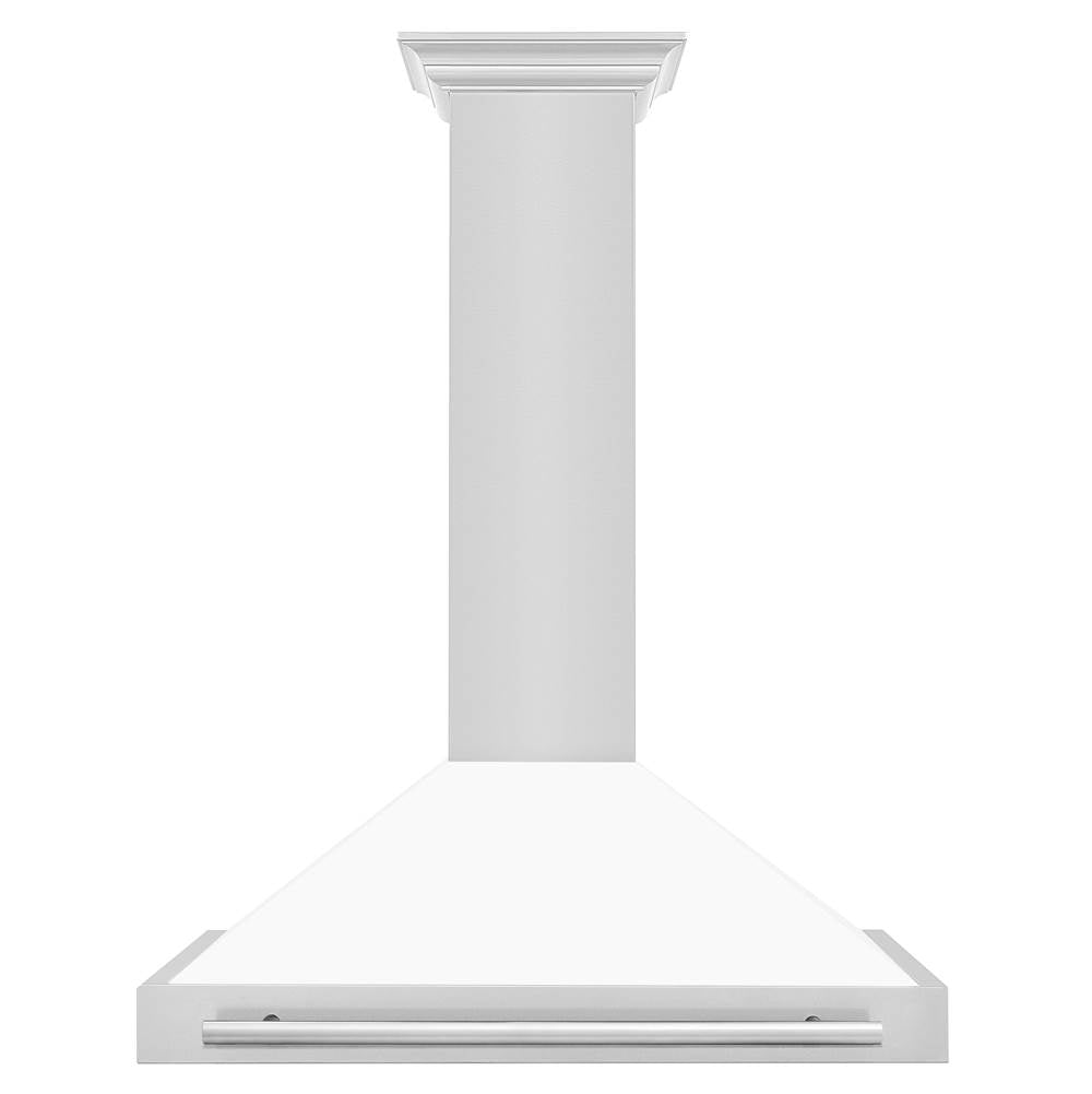 36'' Stainless Steel Range Hood with White Matte Shell and Stainless Steel Handle