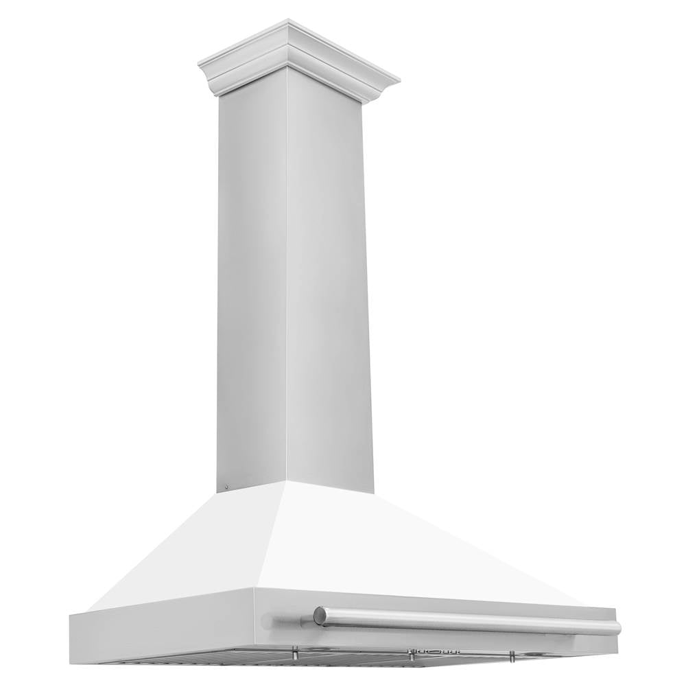Z-Line - 36'' Stainless Steel Range Hood with White Matte Shell and Stainless Steel Handle - Stainless Steel