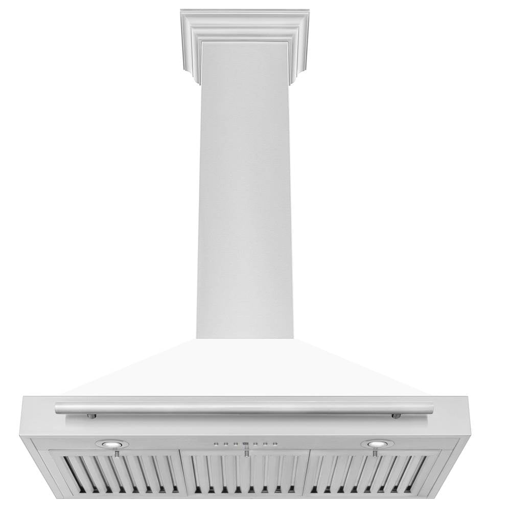 36'' Stainless Steel Range Hood with White Matte Shell and Stainless Steel Handle