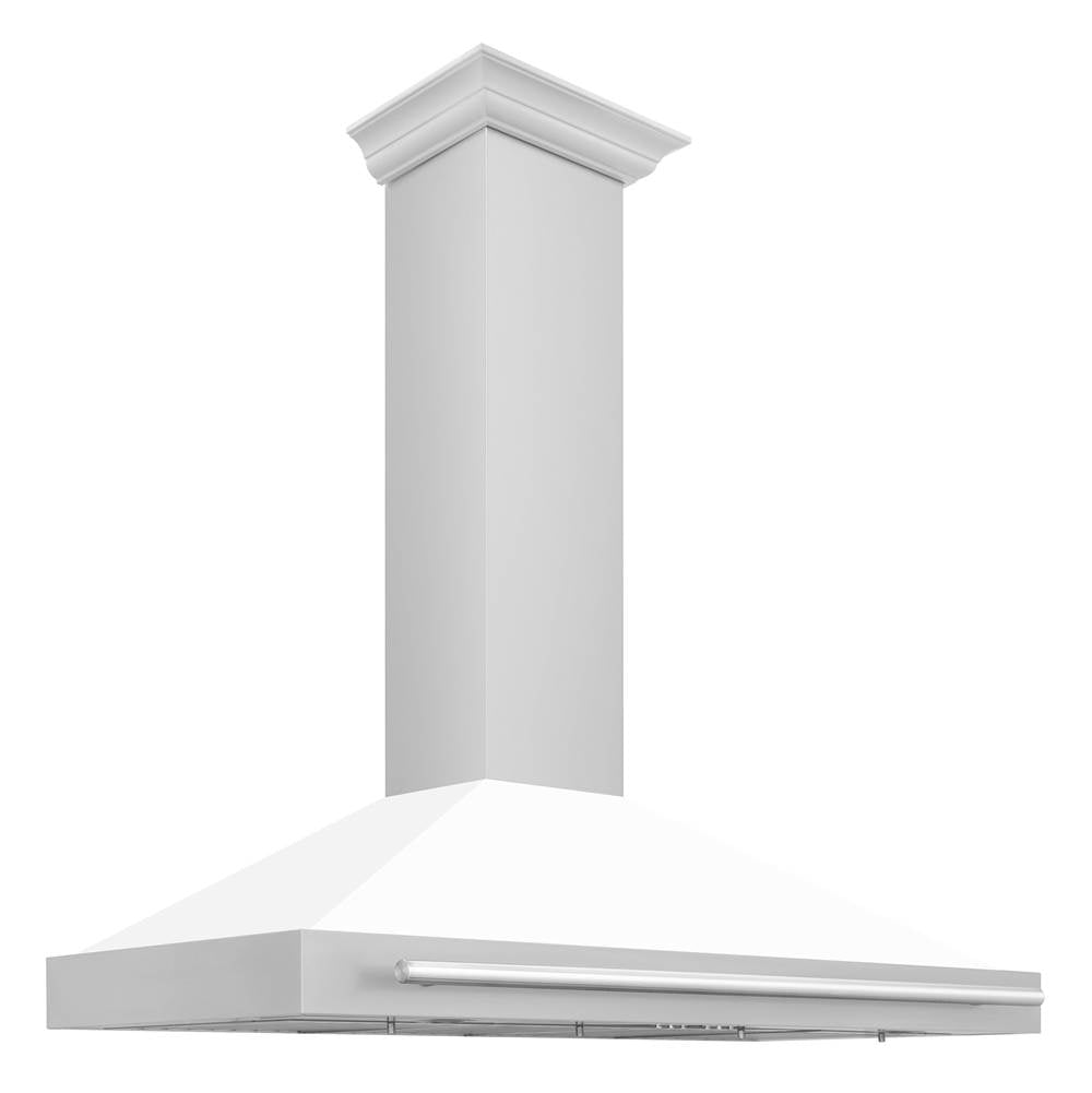 Z-Line - 48'' Stainless Steel Range Hood with White Matte Shell and Stainless Steel Handle - Stainless Steel