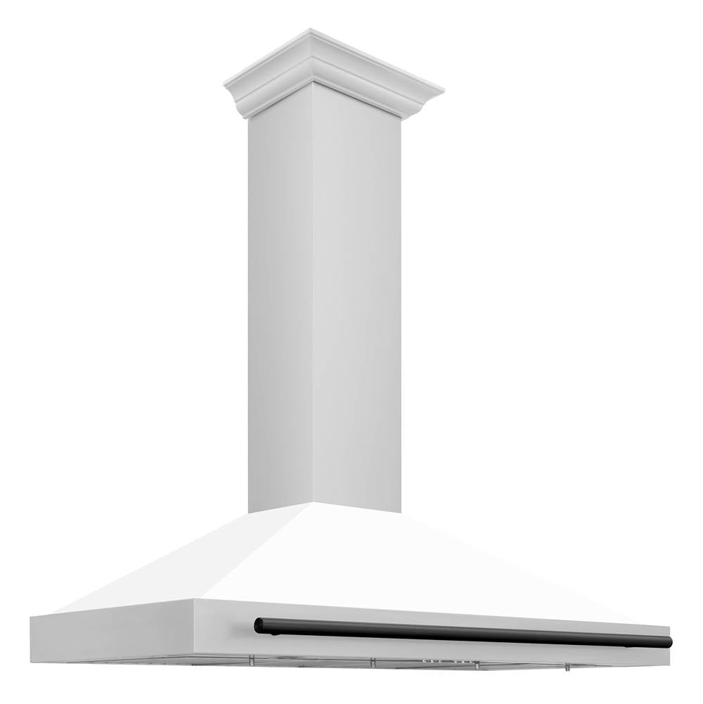 Z-Line - 48'' Autograph Edition Stainless Steel Range Hood with White Matte Shell and Matte Black Accents - Matte Black