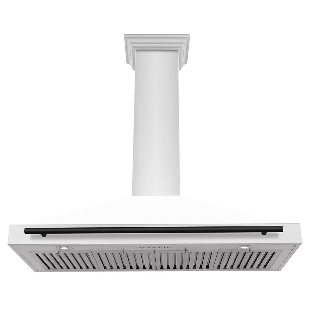 48'' Autograph Edition Stainless Steel Range Hood with White Matte Shell and Champagne Bronze Accents