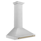 36'' Autograph Edition Stainless Steel Range Hood with Stainless Steel Shell and Champagne Bronze Accents