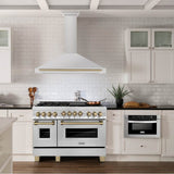 48'' Autograph Edition Stainless Steel Range Hood with Stainless Steel Shell and Champagne Bronze Accents
