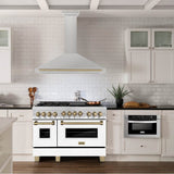 48'' Autograph Edition DuraSnow Stainless Steel Range Hood with DuraSnow Stainless Steel Shell and Champagne Bronze Handle