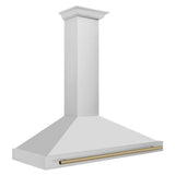 48'' Autograph Edition Stainless Steel Range Hood with Stainless Steel Shell and Champagne Bronze Accents