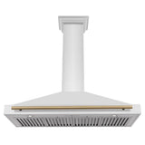 48'' Autograph Edition Stainless Steel Range Hood with Stainless Steel Shell and Champagne Bronze Accents