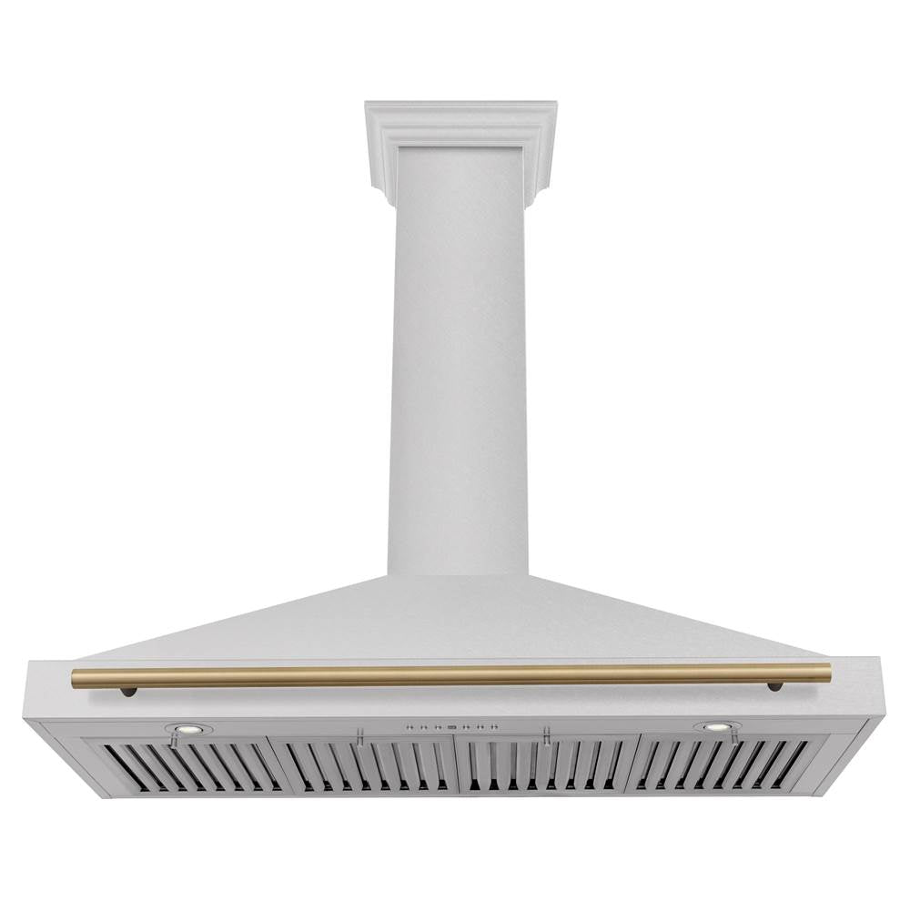 48'' Autograph Edition DuraSnow Stainless Steel Range Hood with DuraSnow Stainless Steel Shell and Champagne Bronze Handle