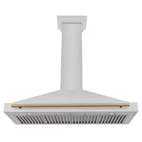 48'' Autograph Edition DuraSnow Stainless Steel Range Hood with DuraSnow Stainless Steel Shell and Champagne Bronze Handle
