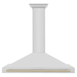 48'' Autograph Edition Stainless Steel Range Hood with Stainless Steel Shell and Champagne Bronze Accents