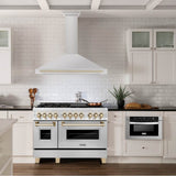 48'' Autograph Edition Stainless Steel Range Hood with Stainless Steel Shell and Champagne Bronze Accents