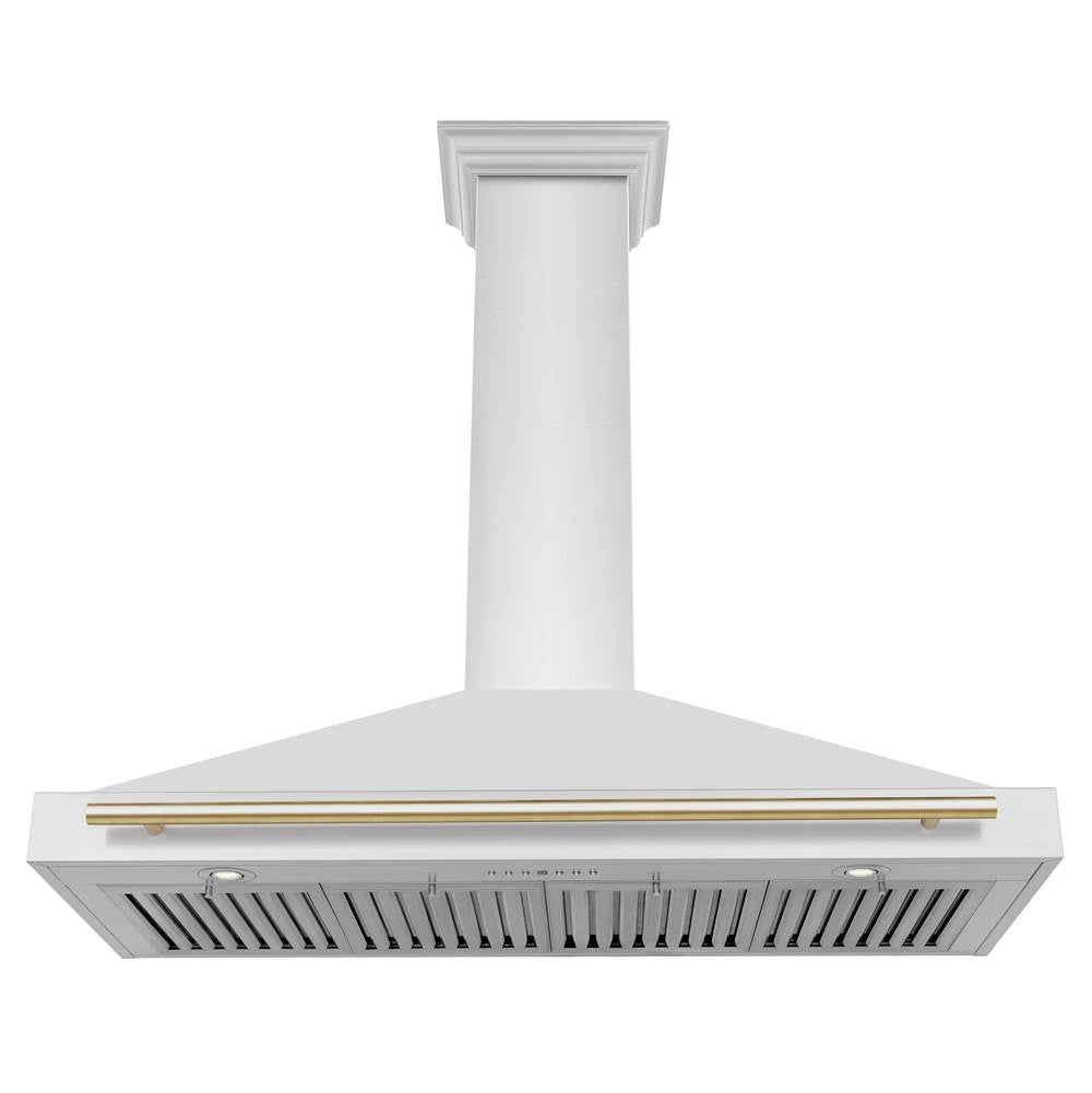 48'' Autograph Edition Stainless Steel Range Hood with Stainless Steel Shell and Champagne Bronze Accents