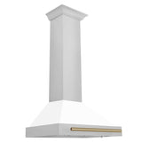 Z-Line - 30'' Autograph Edition Stainless Steel Range Hood with White Matte Shell and Champagne Bronze Accents - Champagne Bronze