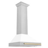 Z-Line - 30'' Autograph Edition Stainless Steel Range Hood with White Matte Shell and Gold Accents - Gold