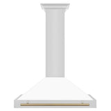 36'' Autograph Edition Stainless Steel Range Hood with White Matte Shell and Champagne Bronze Accents