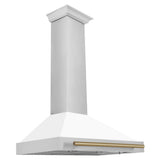 Z-Line - 36'' Autograph Edition Stainless Steel Range Hood with White Matte Shell and Champagne Bronze Accents - Champagne Bronze