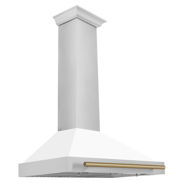 Z-Line - 36'' Autograph Edition Stainless Steel Range Hood with White Matte Shell and Champagne Bronze Accents - Champagne Bronze