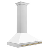 36'' Autograph Edition Stainless Steel Range Hood with White Matte Shell and Champagne Bronze Accents