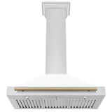 36'' Autograph Edition Stainless Steel Range Hood with White Matte Shell and Champagne Bronze Accents