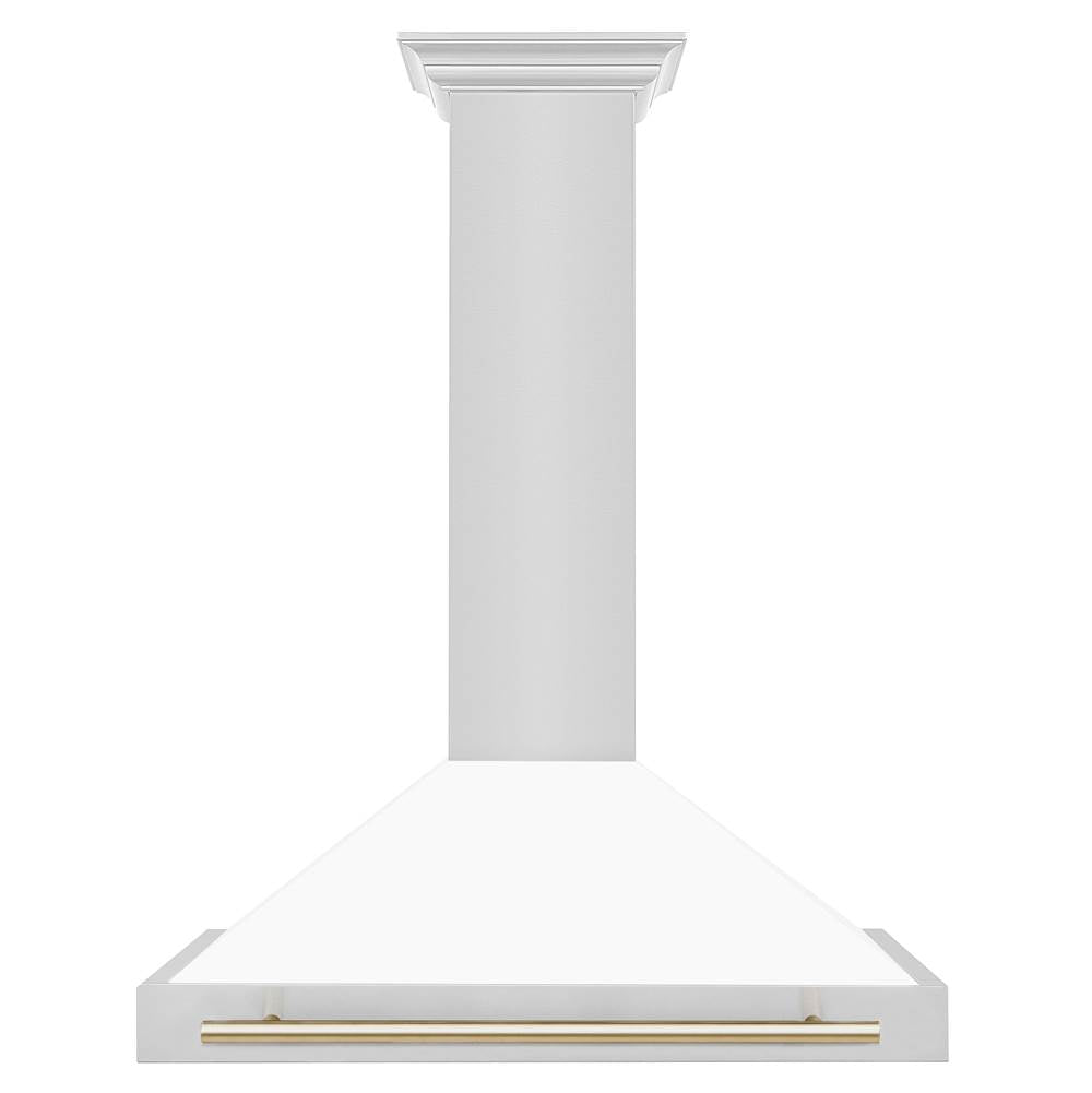 36'' Autograph Edition Stainless Steel Range Hood with White Matte Shell and Champagne Bronze Accents