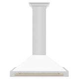 36'' Autograph Edition Stainless Steel Range Hood with White Matte Shell and Champagne Bronze Accents