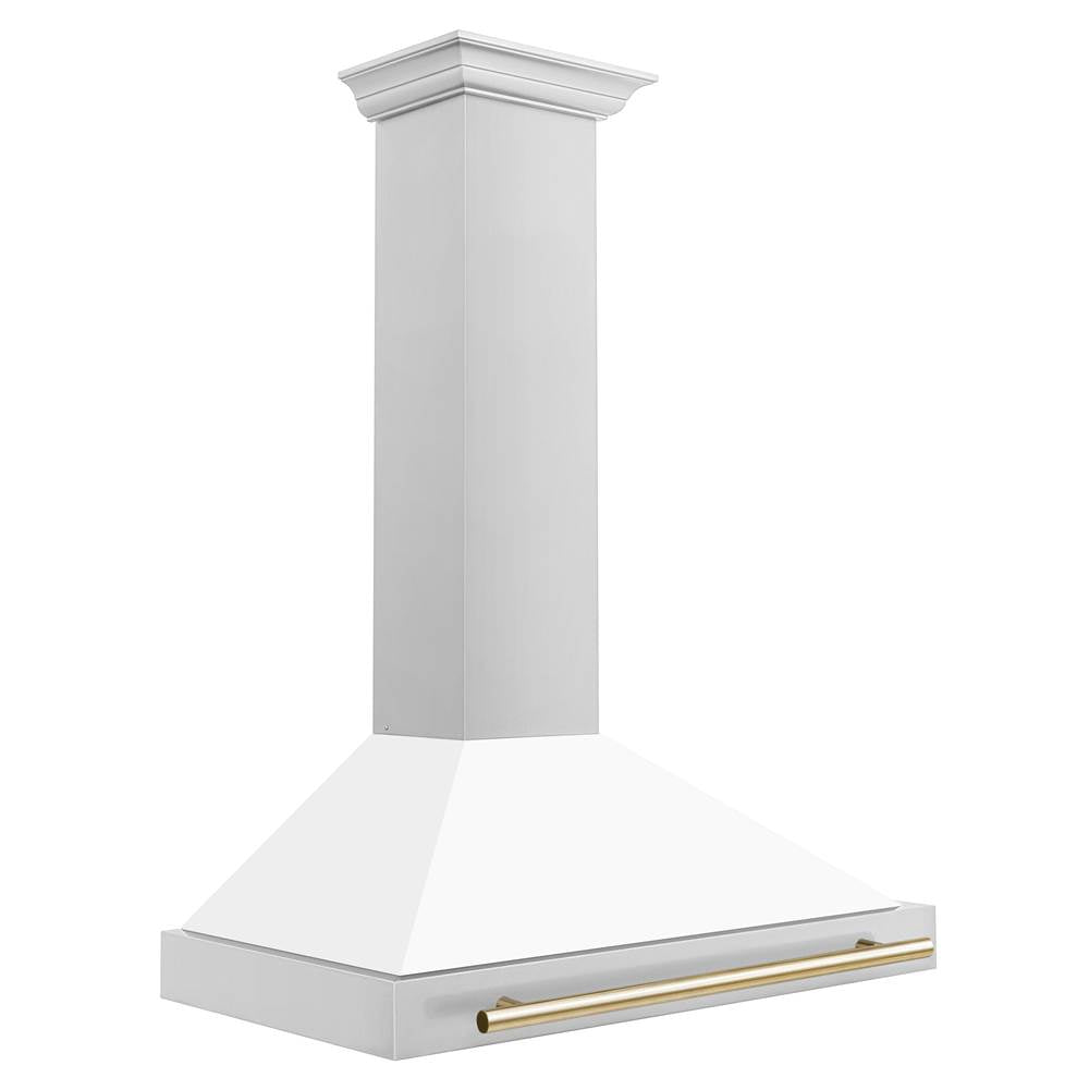 36'' Autograph Edition Stainless Steel Range Hood with White Matte Shell and Champagne Bronze Accents