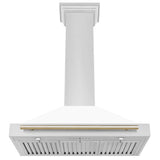 36'' Autograph Edition Stainless Steel Range Hood with White Matte Shell and Champagne Bronze Accents