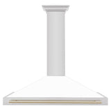 48'' Autograph Edition Stainless Steel Range Hood with White Matte Shell and Champagne Bronze Accents