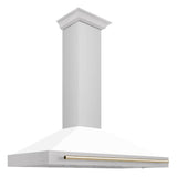 Z-Line - 48'' Autograph Edition Stainless Steel Range Hood with White Matte Shell and Gold Accents - Gold