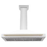 48'' Autograph Edition Stainless Steel Range Hood with White Matte Shell and Champagne Bronze Accents