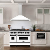 48'' Autograph Edition Stainless Steel Range Hood with White Matte Shell and Champagne Bronze Accents