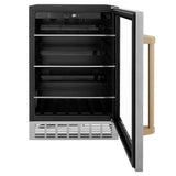 24'' Monument Autograph Edition 154 Can Beverage Fridge in Stainless Steel with Champagne Bronze Accents