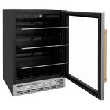 24'' Monument Autograph Edition 154 Can Beverage Fridge in Stainless Steel with Champagne Bronze Accents
