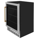 24'' Monument Autograph Edition 154 Can Beverage Fridge in Stainless Steel with Champagne Bronze Accents