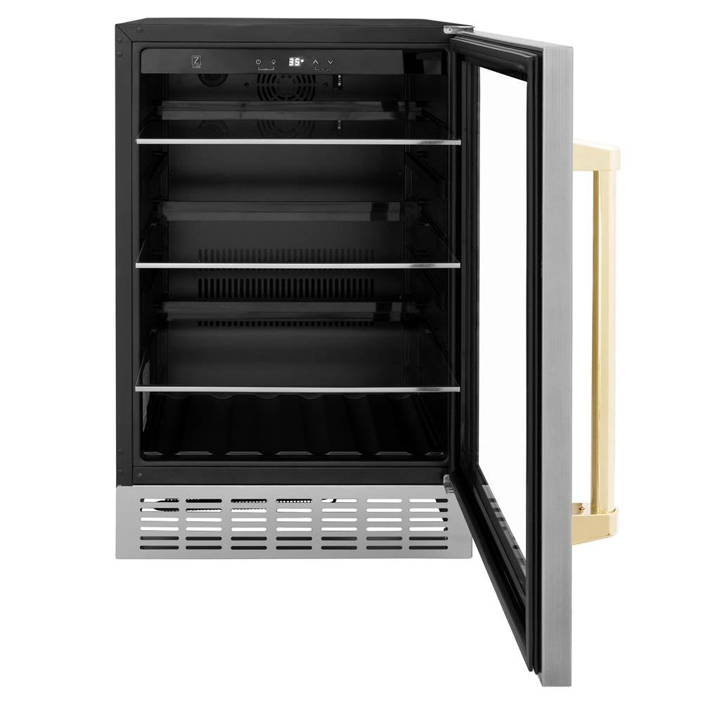 24'' Monument Autograph Edition 154 Can Beverage Fridge in Stainless Steel with Champagne Bronze Accents