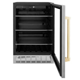 24'' Monument Autograph Edition 154 Can Beverage Fridge in Stainless Steel with Champagne Bronze Accents