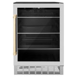 Z-Line - 24'' Monument Autograph Edition 154 Can Beverage Fridge in Stainless Steel with Gold Accents - Polished Gold