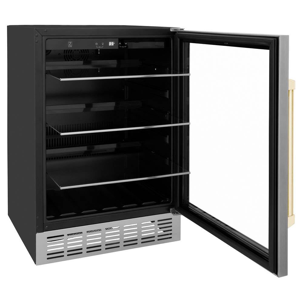 24'' Monument Autograph Edition 154 Can Beverage Fridge in Stainless Steel with Champagne Bronze Accents