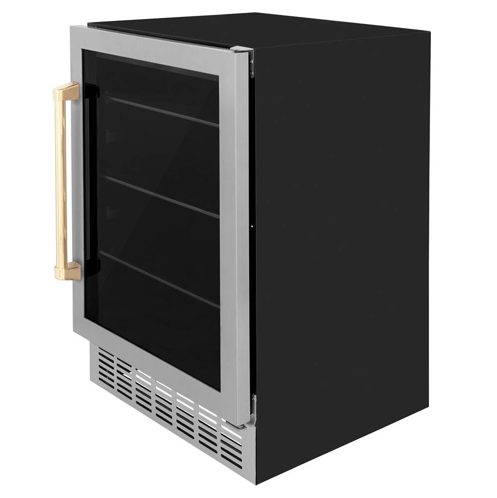 24'' Monument Autograph Edition 154 Can Beverage Fridge in Stainless Steel with Champagne Bronze Accents